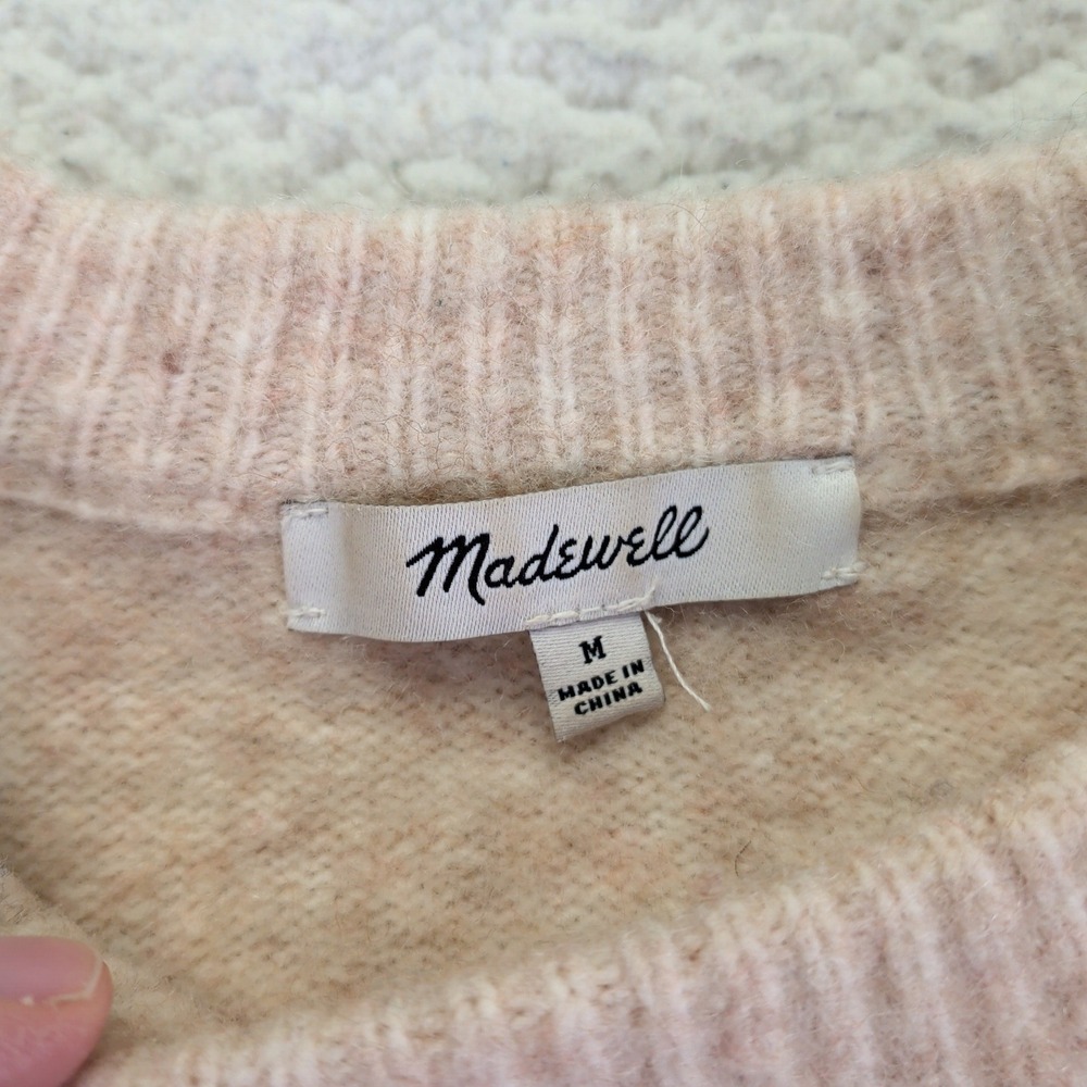 Madewell Colorblock Crew Neck Sweater in Green, Brown, and Cream - Picture 5 of 7